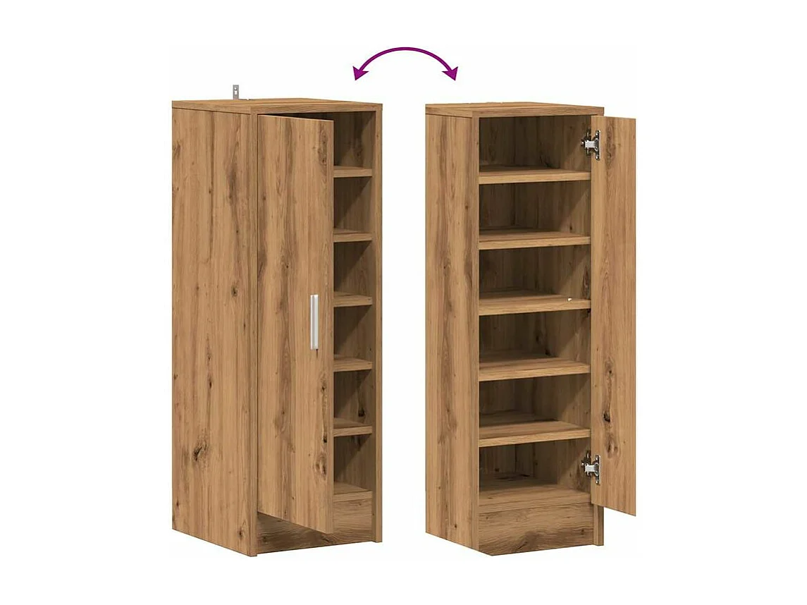 Armoire à chaussures en bois Kompo L32xP35xH92 - Sobre et discréte-Couleur Marron clair