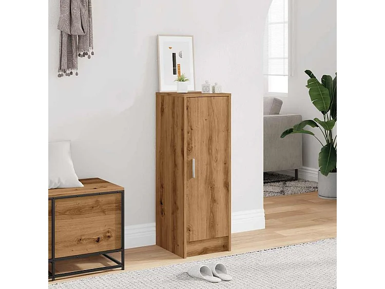 Armoire à chaussures en bois Kompo L32xP35xH92 - Sobre et discréte-Couleur Marron clair