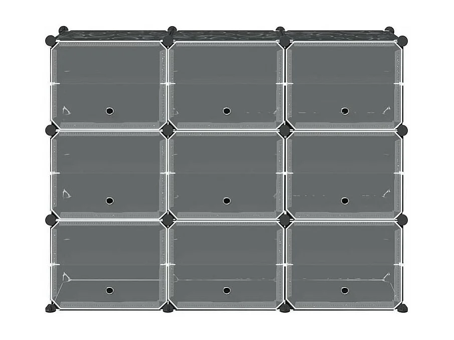 Cubes de rangement 9 pcs avec portes noir PP