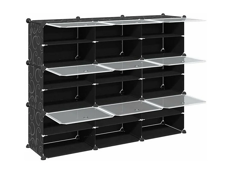 Cubes de rangement 9 pcs avec portes noir PP