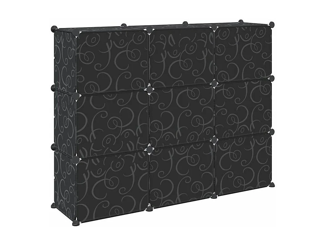 Cubes de rangement 9 pcs avec portes noir PP