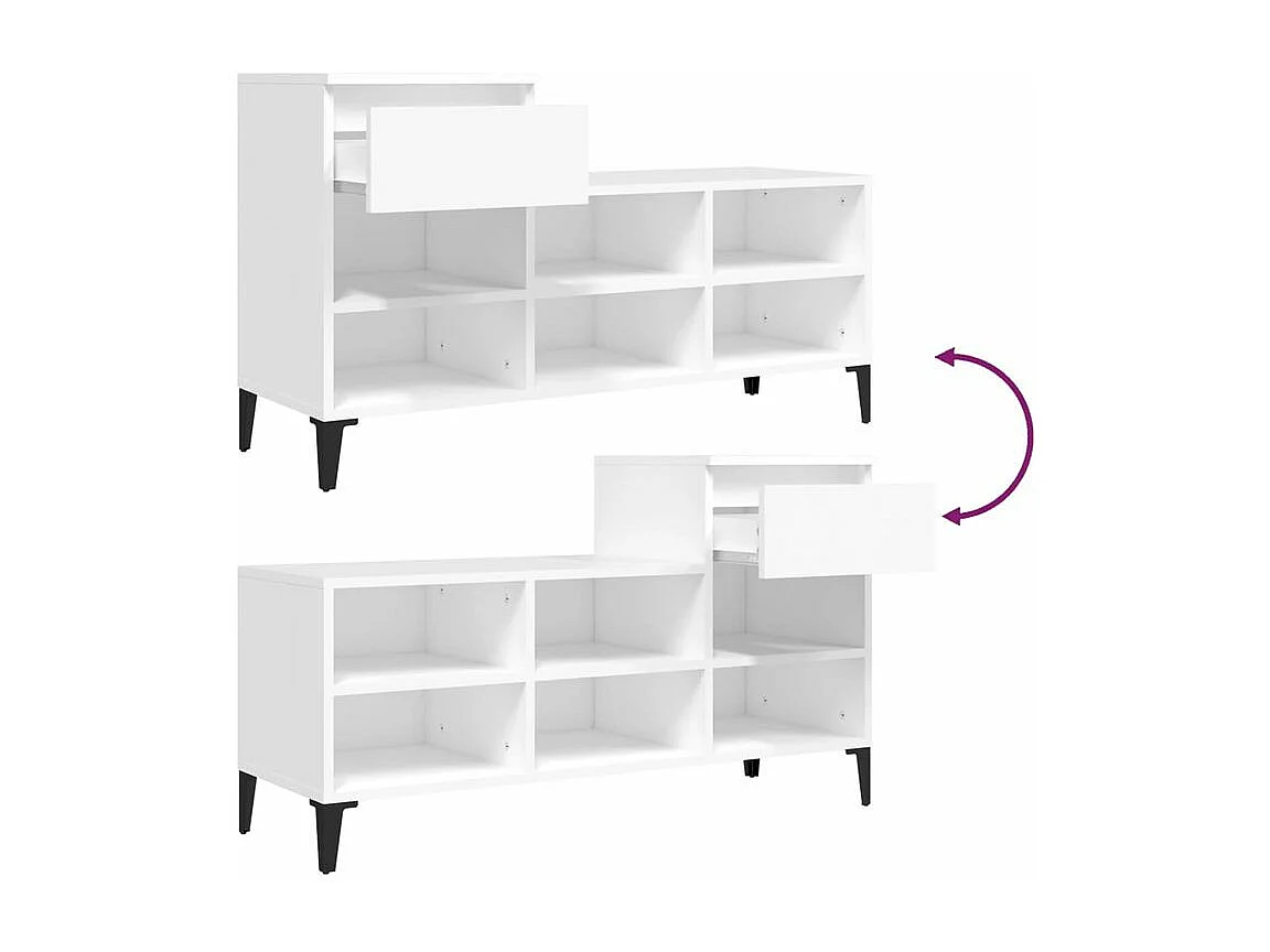 Armoire à chaussures Blanc 102x36x60 Bois d'ingénierie