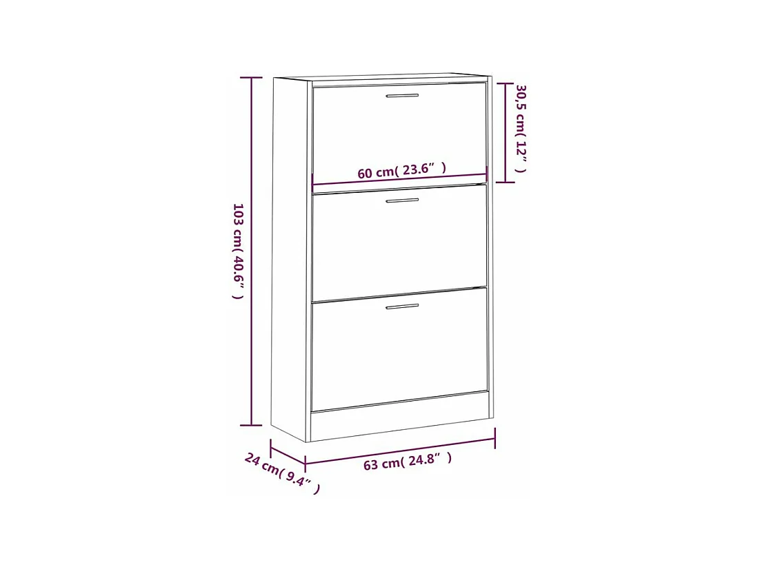 Armoire à chaussures Chêne marron 63x24x103 Bois d'ingénierie