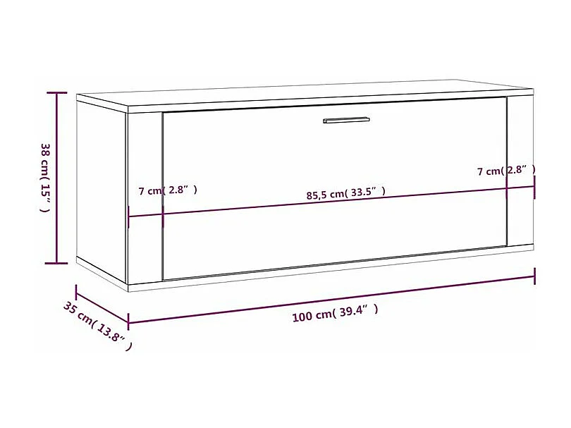 Armoire à chaussures murale en bois Luiza L100xH38xP35 – Élégance et fonctionnalité-Couleur Chêne clair