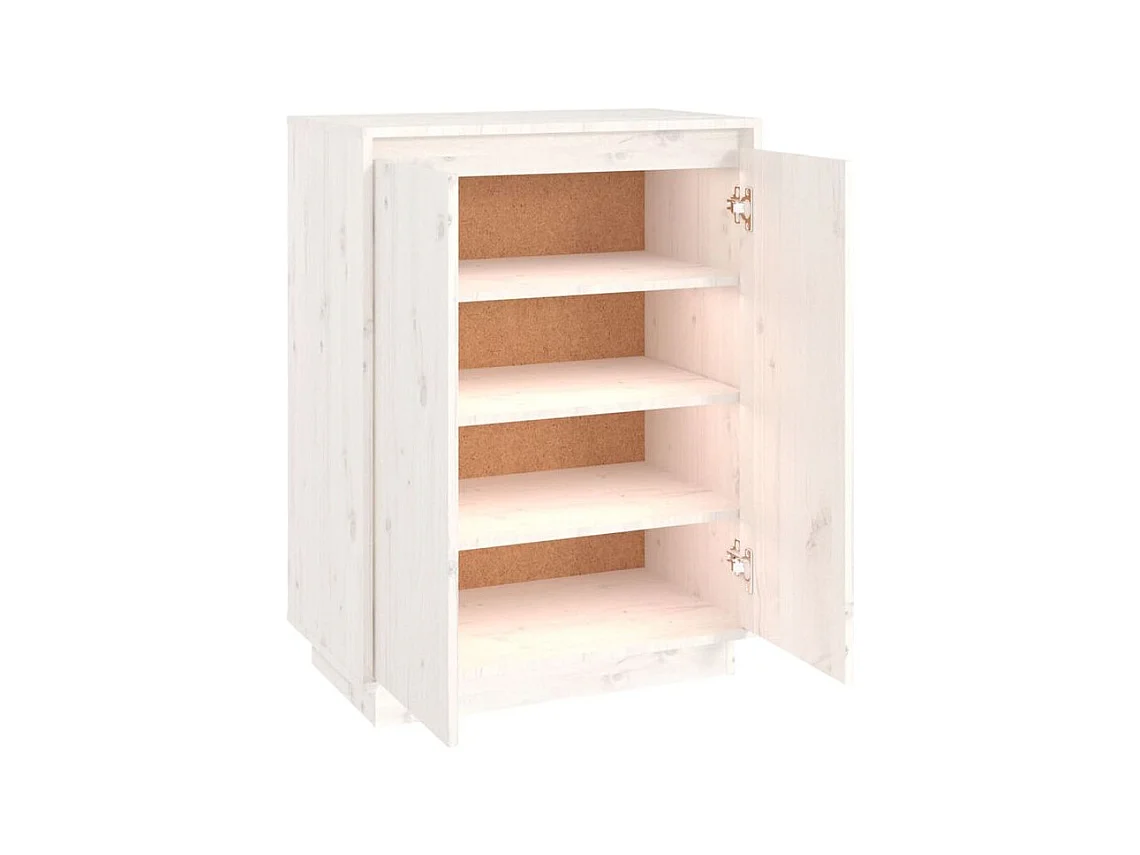 Armoire à chaussures Blanc 60x35x80 Bois de pin massif