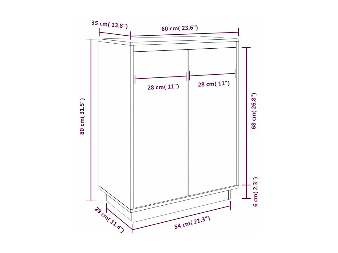 Armoire à chaussures Blanc 60x35x80 Bois de pin massif