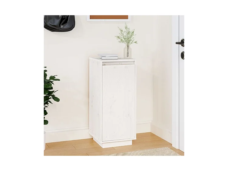 Armoire à chaussures Blanc 35x35x80 Bois de pin massif