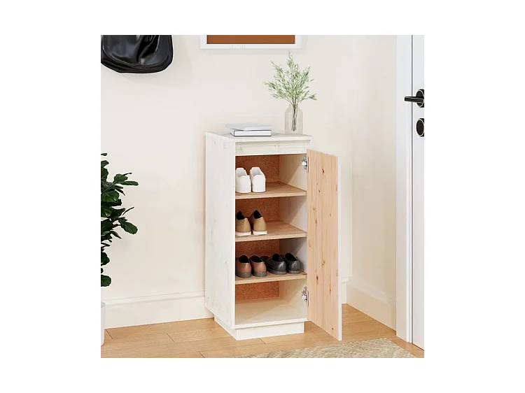 Armoire à chaussures Blanc 35x35x80 Bois de pin massif