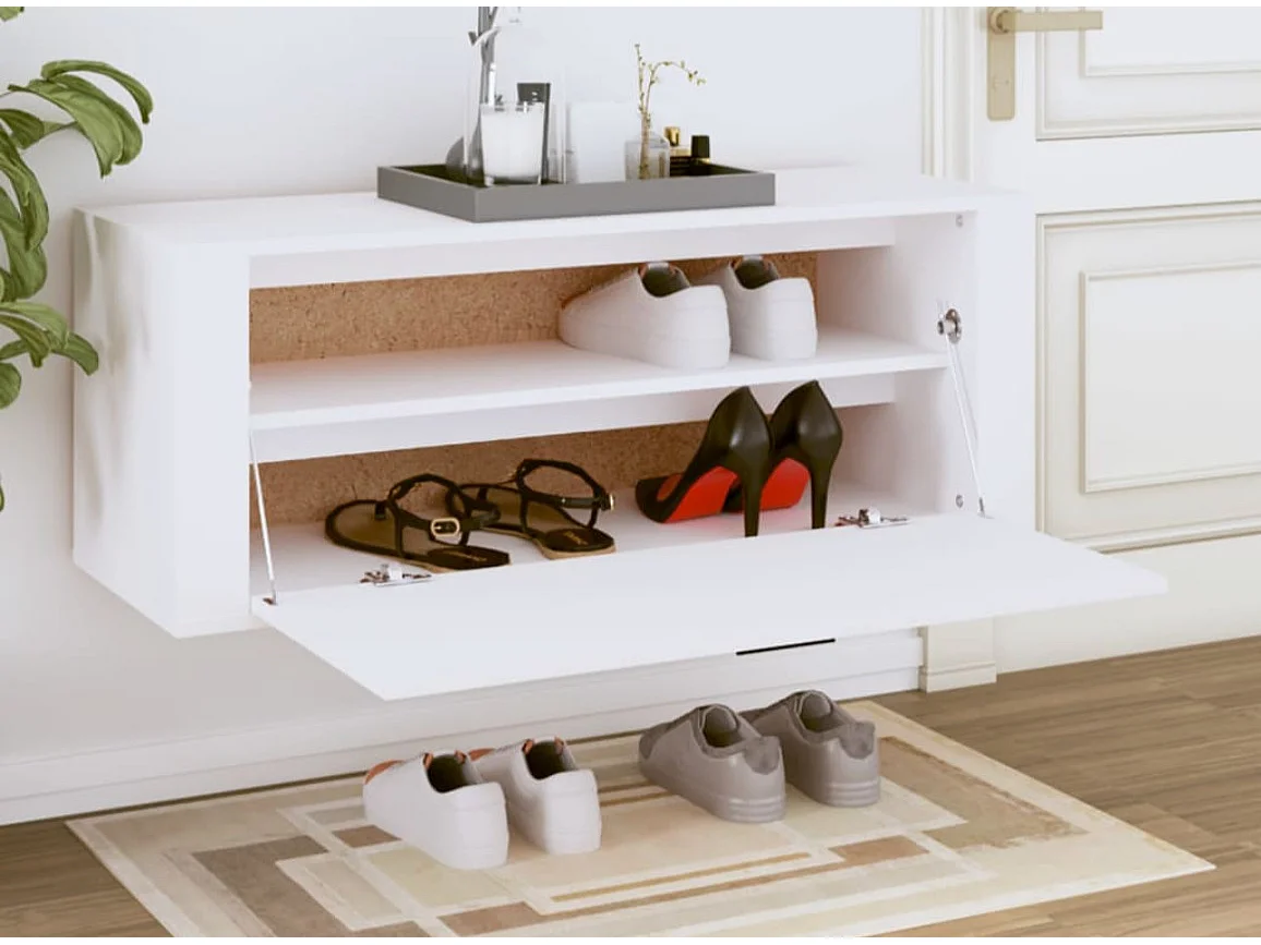 Armoire à chaussures murale en bois Luiza L100xH38xP35 – Élégance et fonctionnalité-Couleur Chêne gris