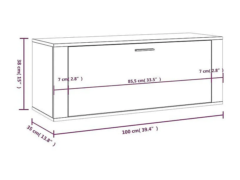 Armoire à chaussures murale en bois Luiza L100xH38xP35 – Élégance et fonctionnalité-Couleur Chêne gris
