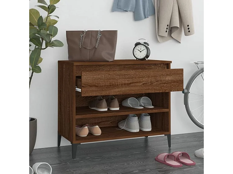 Armoire à chaussures Chêne fumé 70x36x60 Bois d'ingénierie