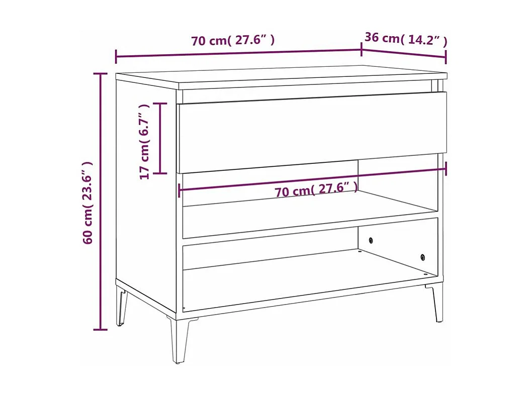 Armoire à chaussures Chêne fumé 70x36x60 Bois d'ingénierie