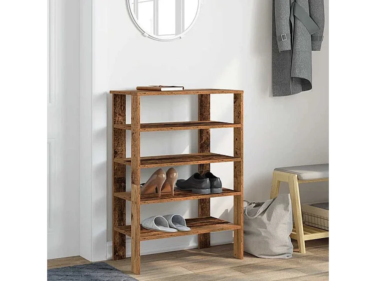 Étagère à chaussures vieux bois 61x32x87,5 bois d'ingénierie