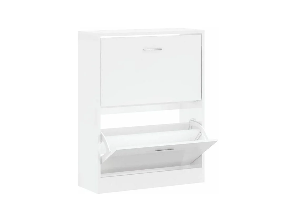 Armoire à chaussures en bois Puerto L63xH81xP24 – 2 portes rabattables-Couleur Blanc brillant