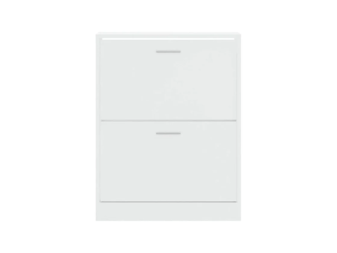 Armoire à chaussures en bois Puerto L63xH81xP24 – 2 portes rabattables-Couleur Blanc brillant