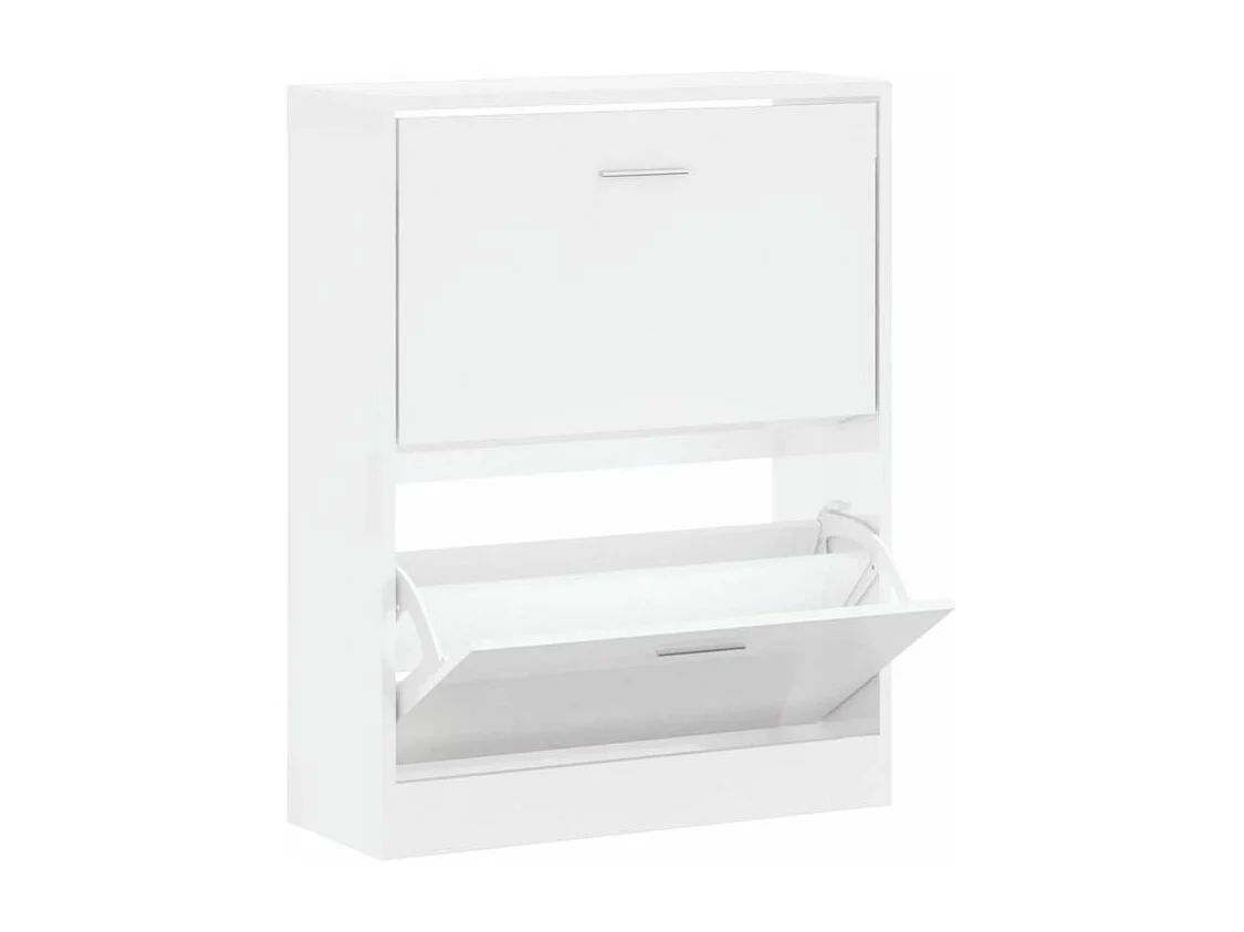 Armoire à chaussures en bois Puerto L63xH81xP24 – 2 portes rabattables-Couleur Blanc brillant
