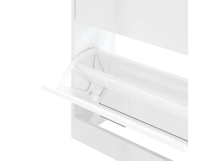 Armoire à chaussures en bois Puerto L63xH81xP24 – 2 portes rabattables-Couleur Blanc brillant