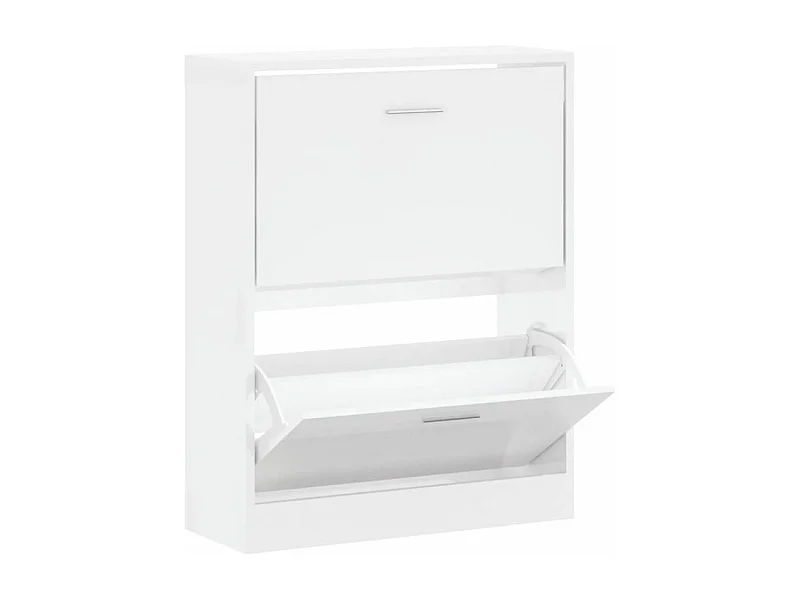 Armoire à chaussures en bois Puerto L63xH81xP24 – 2 portes rabattables-Couleur Blanc brillant