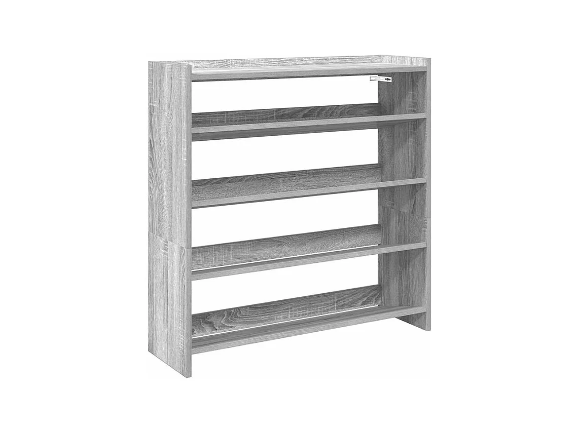 Étagère à chaussures en bois Manda L 80 x H 81cm - Rangement 5 niveaux-Couleur Chêne gris