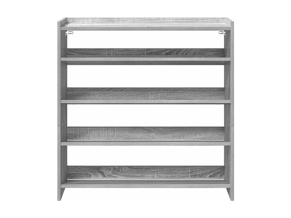 Étagère à chaussures en bois Manda L 80 x H 81cm - Rangement 5 niveaux-Couleur Chêne gris