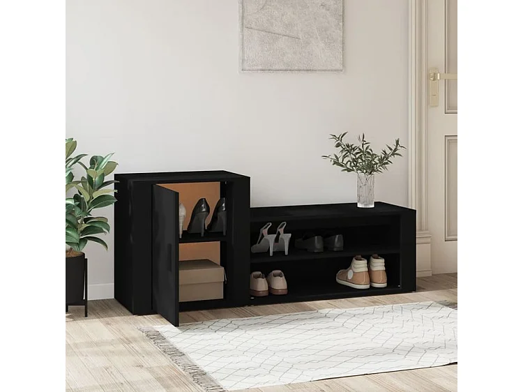 Armoire à chaussures Noir 130x35x54 Bois d'ingénierie