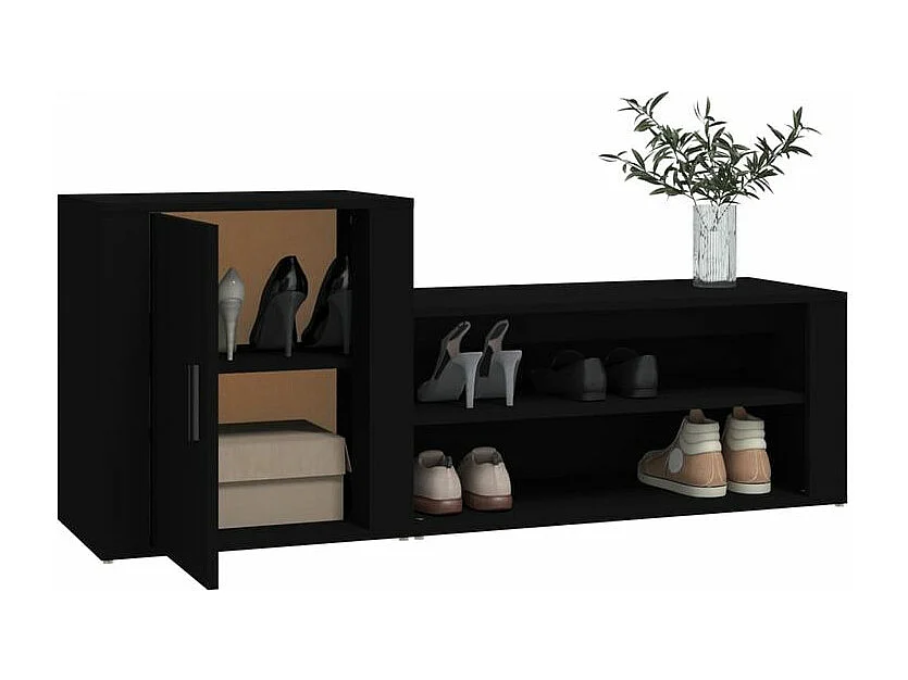Armoire à chaussures Noir 130x35x54 Bois d'ingénierie