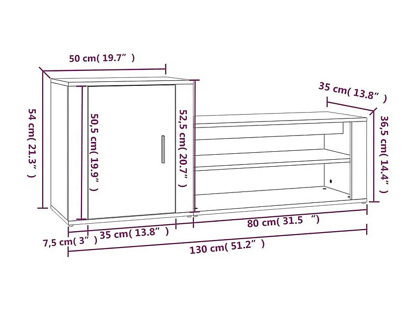 Armoire à chaussures Noir 130x35x54 Bois d'ingénierie
