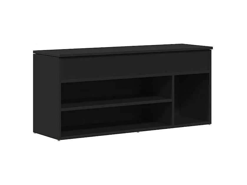 Banc à chaussures noir 102x30,5x45 bois d'ingénierie