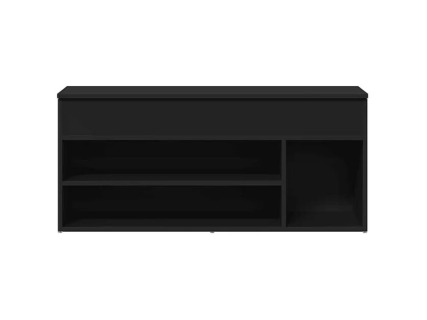 Banc à chaussures noir 102x30,5x45 bois d'ingénierie