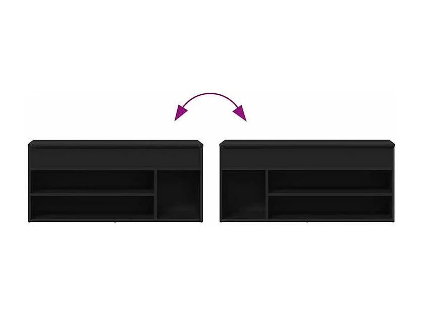 Banc à chaussures noir 102x30,5x45 bois d'ingénierie