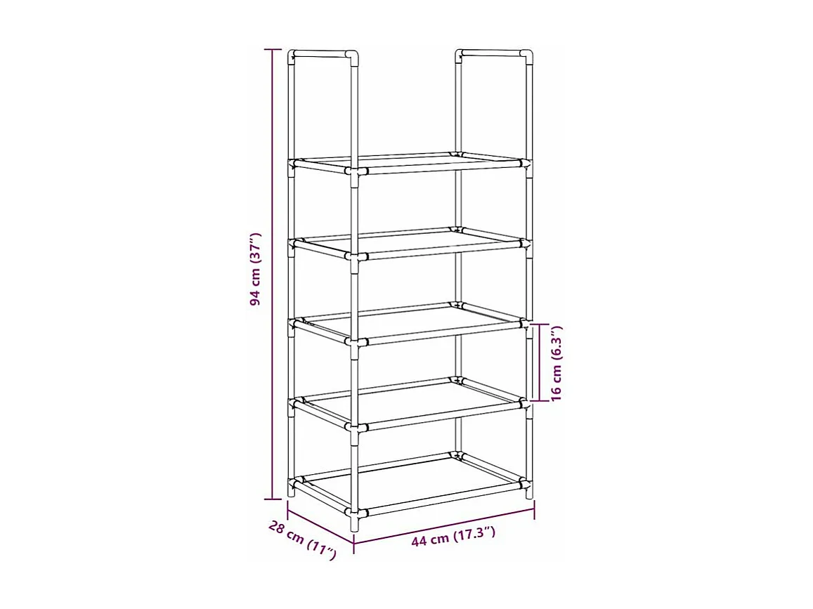 Étagère à chaussures 5 niveaux 44x28x94 tissu non-tissé