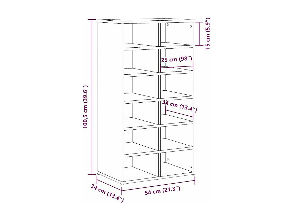 Étagère à chaussures chêne artisanal bois d'ingénierie