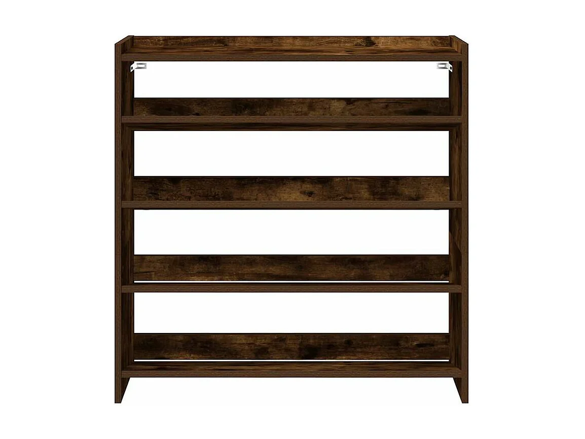 Étagère à chaussures en bois Manda L 80 x H 81cm - Rangement 5 niveaux-Couleur Marron fumé