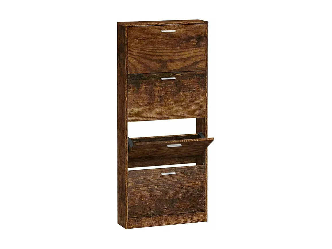 Armoire à chaussures en bois Puerto L59xH150xP17 – 4 portes rabattables-Couleur Marron fumé