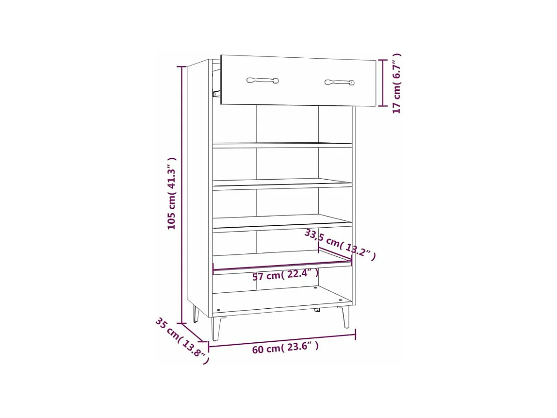 Armoire à chaussures Blanc 60x35x105 Bois d'ingénierie