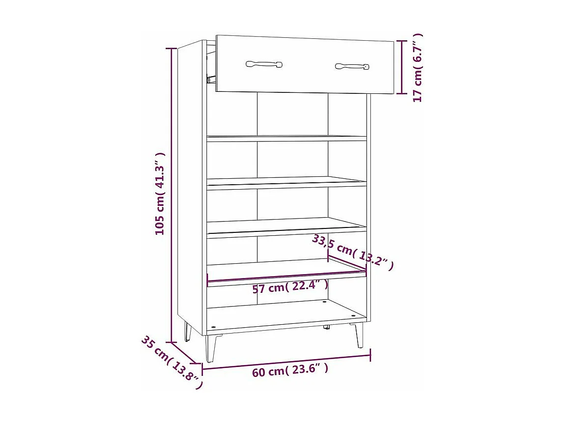 Armoire à chaussures Blanc 60x35x105 Bois d'ingénierie