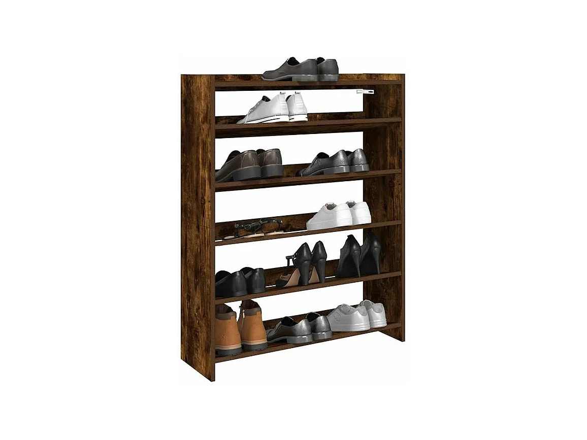Étagère à chaussures chêne fumé 80x25x100 bois d'ingénierie