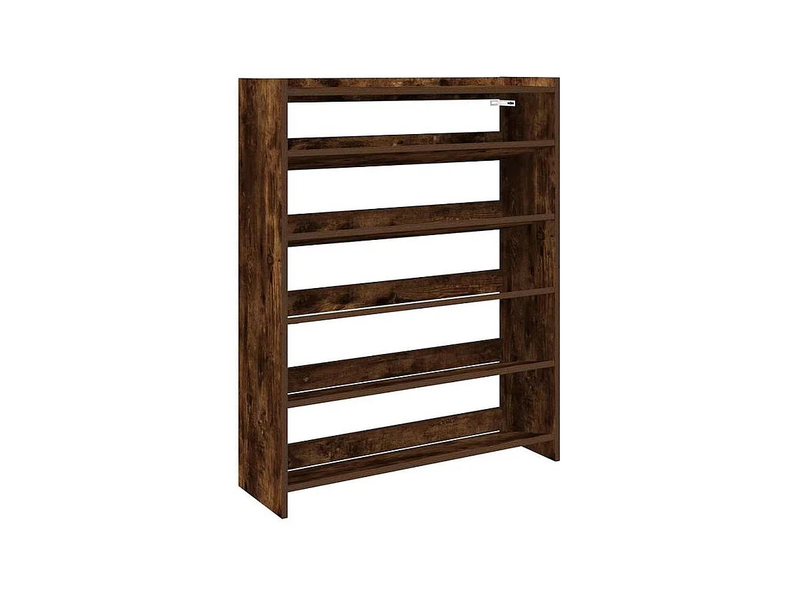 Étagère à chaussures chêne fumé 80x25x100 bois d'ingénierie
