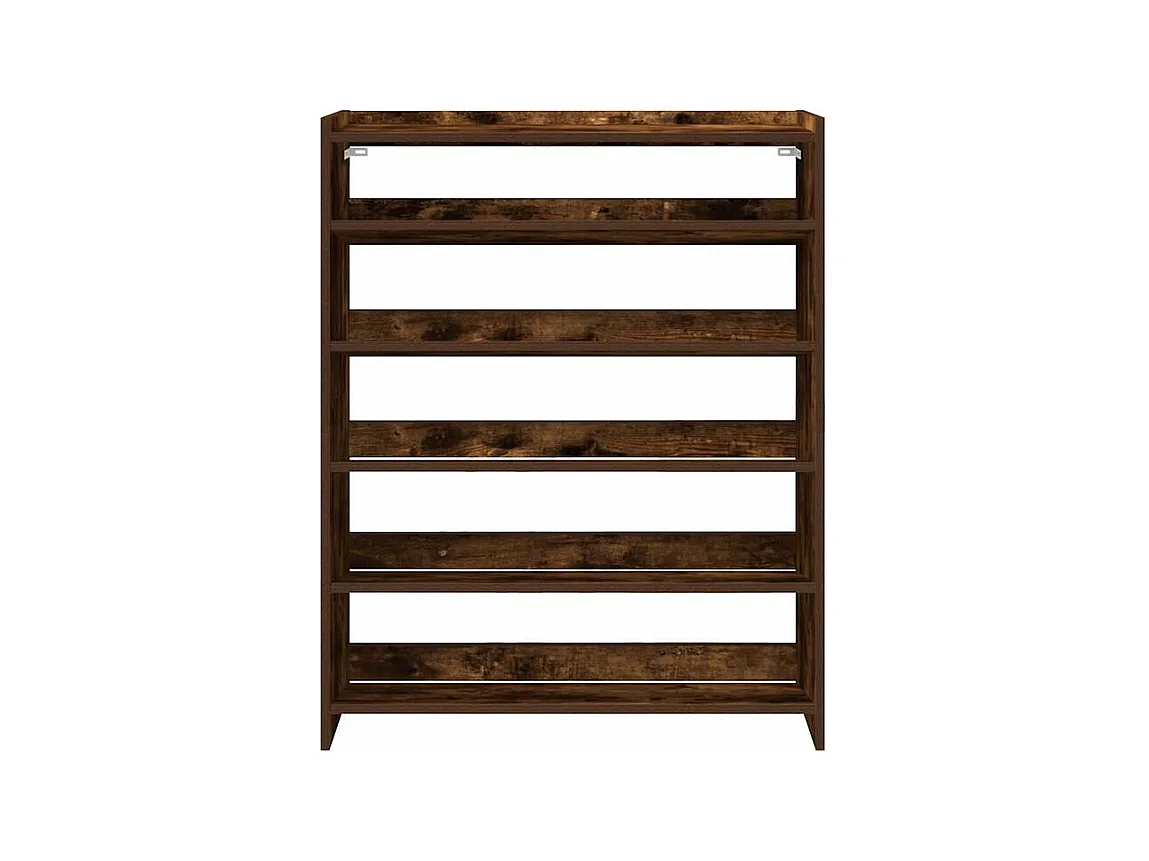 Étagère à chaussures chêne fumé 80x25x100 bois d'ingénierie