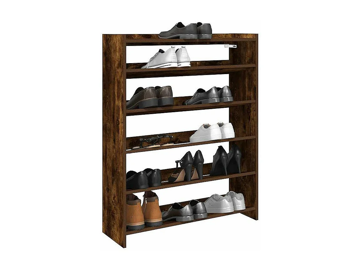 Étagère à chaussures chêne fumé 80x25x100 bois d'ingénierie