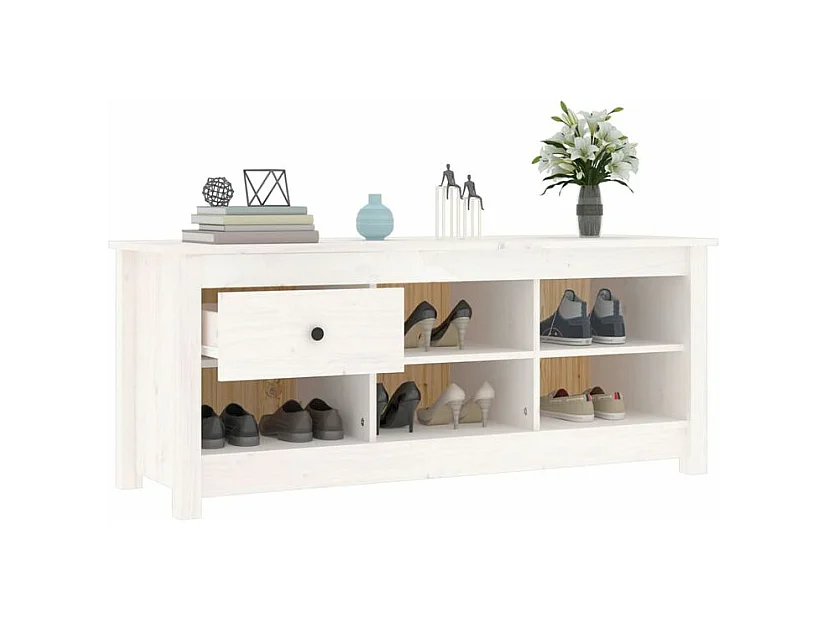 Armoire à chaussures Blanc 110x38x45,5 Bois de pin massif