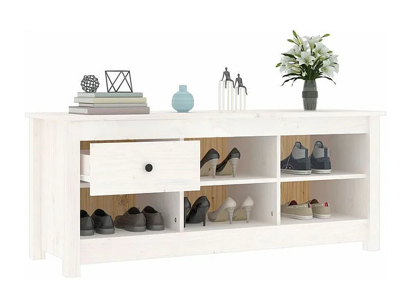 Armoire à chaussures Blanc 110x38x45,5 Bois de pin massif