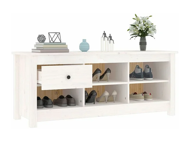 Armoire à chaussures Blanc 110x38x45,5 Bois de pin massif