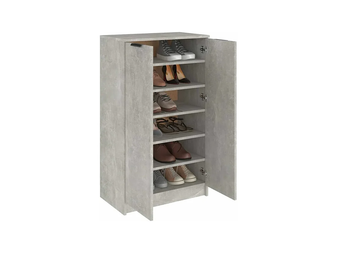 Armoire à chaussures multifonction avec petite penderie L59xP35xH100 - Simplicité et Solidité-Couleur Gris béton