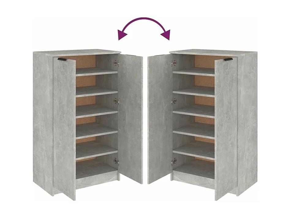 Armoire à chaussures multifonction avec petite penderie L59xP35xH100 - Simplicité et Solidité-Couleur Gris béton