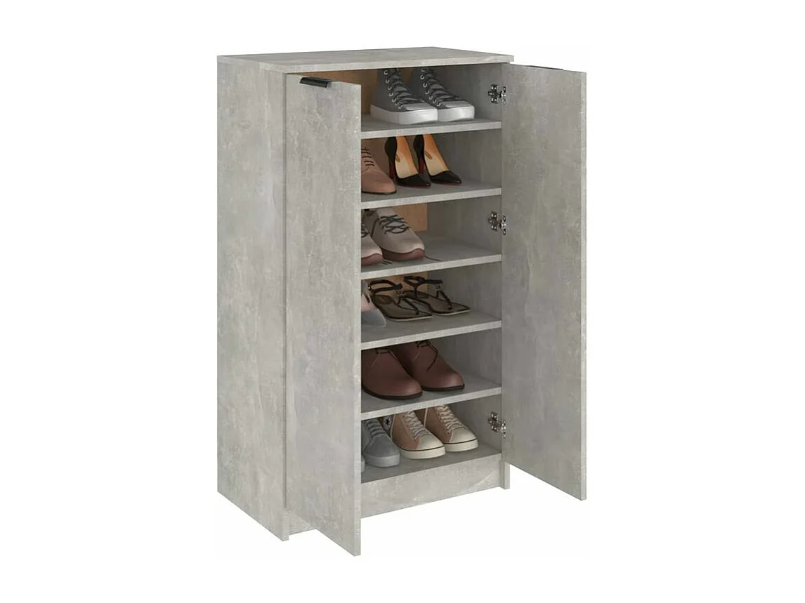 Armoire à chaussures multifonction avec petite penderie L59xP35xH100 - Simplicité et Solidité-Couleur Gris béton