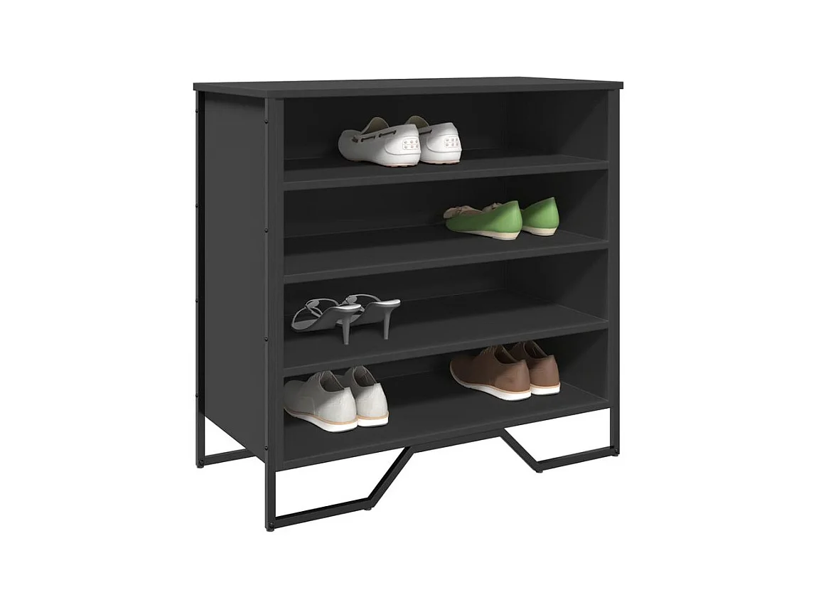 Armoire à chaussures noir 80x38x78 bois d'ingénierie