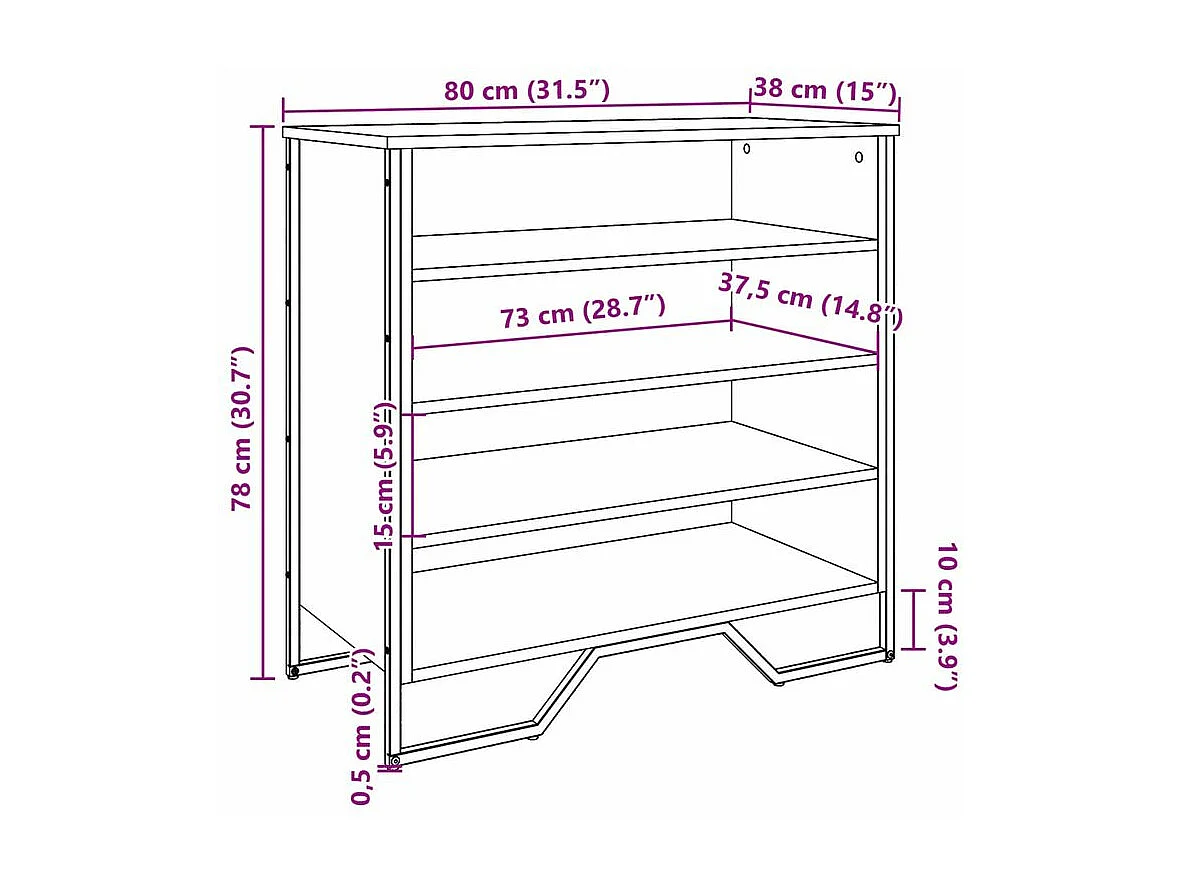 Armoire à chaussures noir 80x38x78 bois d'ingénierie