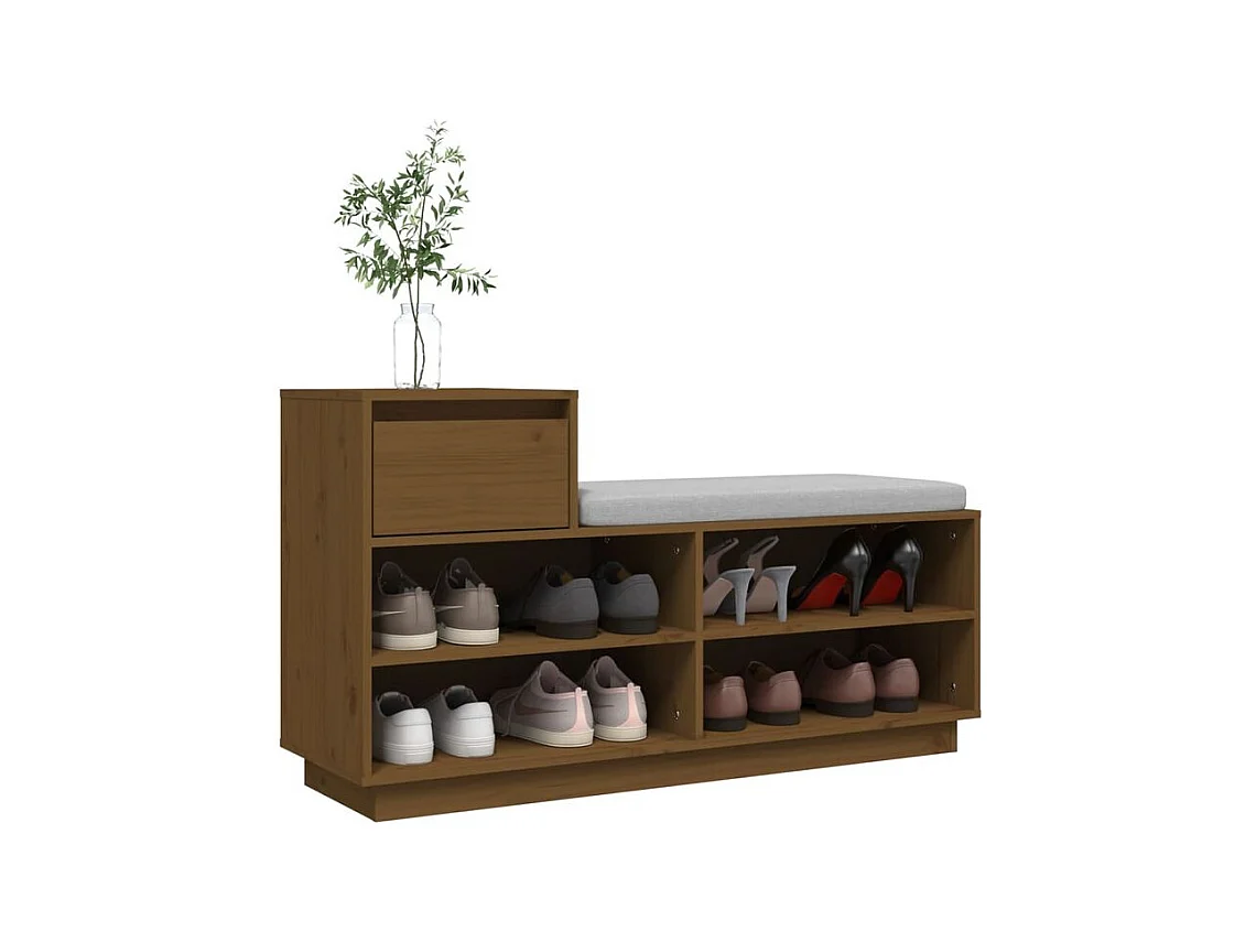 Armoire à chaussures Marron miel 110x34x61 Bois de pin massif