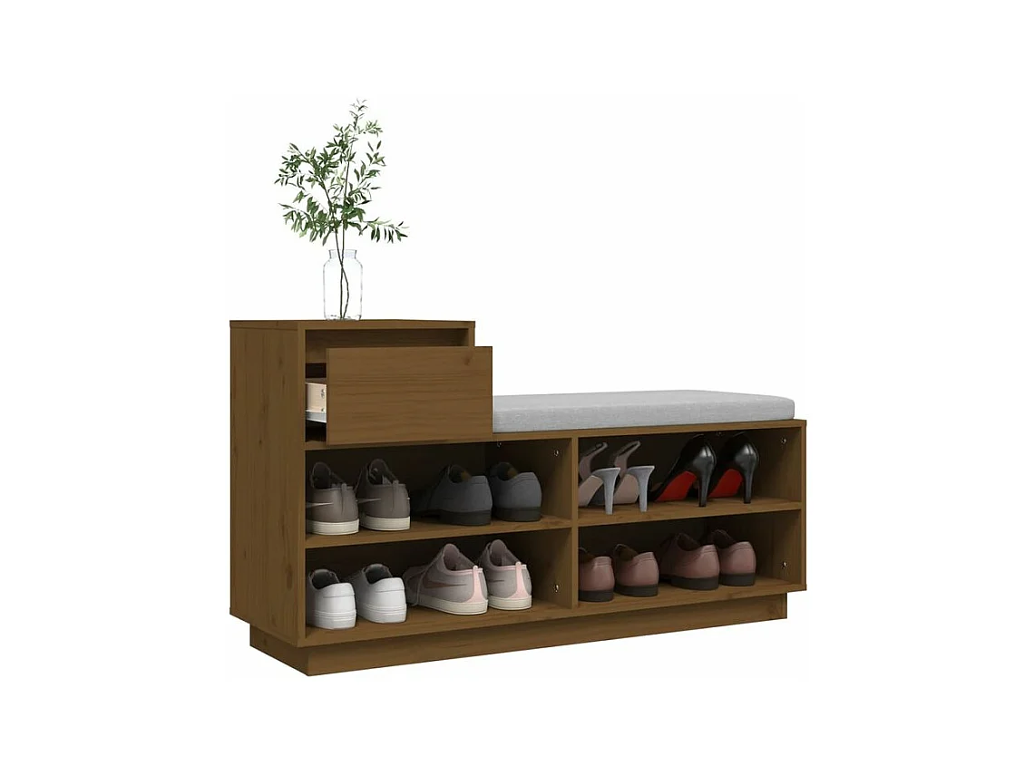 Armoire à chaussures Marron miel 110x34x61 Bois de pin massif